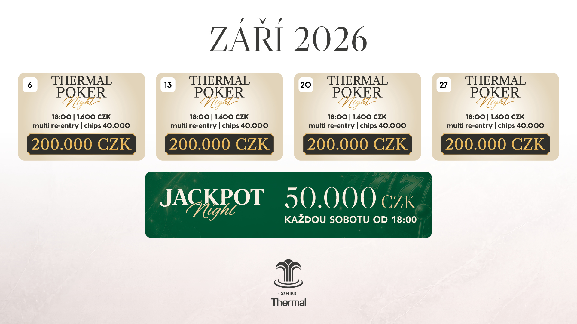 Pokerové čtvrtky v září 2026 v Casinu Thermal
