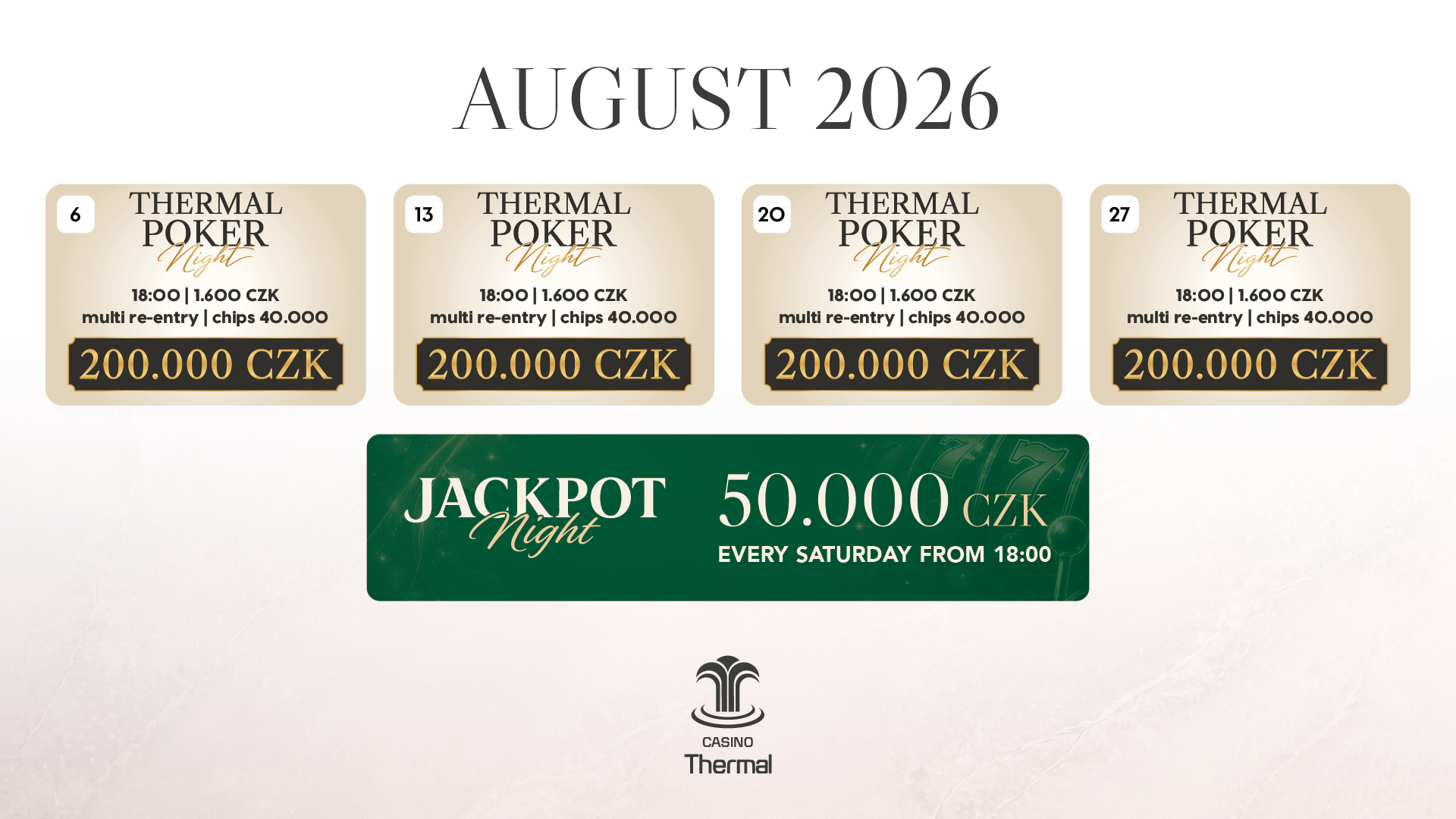 Poker Thursdays in August 2026 at Casino Thermal